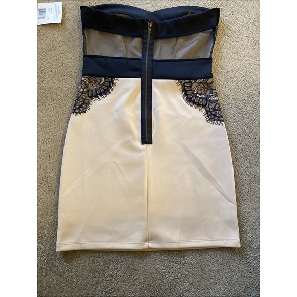 NWT TRIXXI BEIGE/BLACK STRAPLESS MINI DRESS WITH‎ LACE DETAIL SIZE 3 - Picture 15 of 16